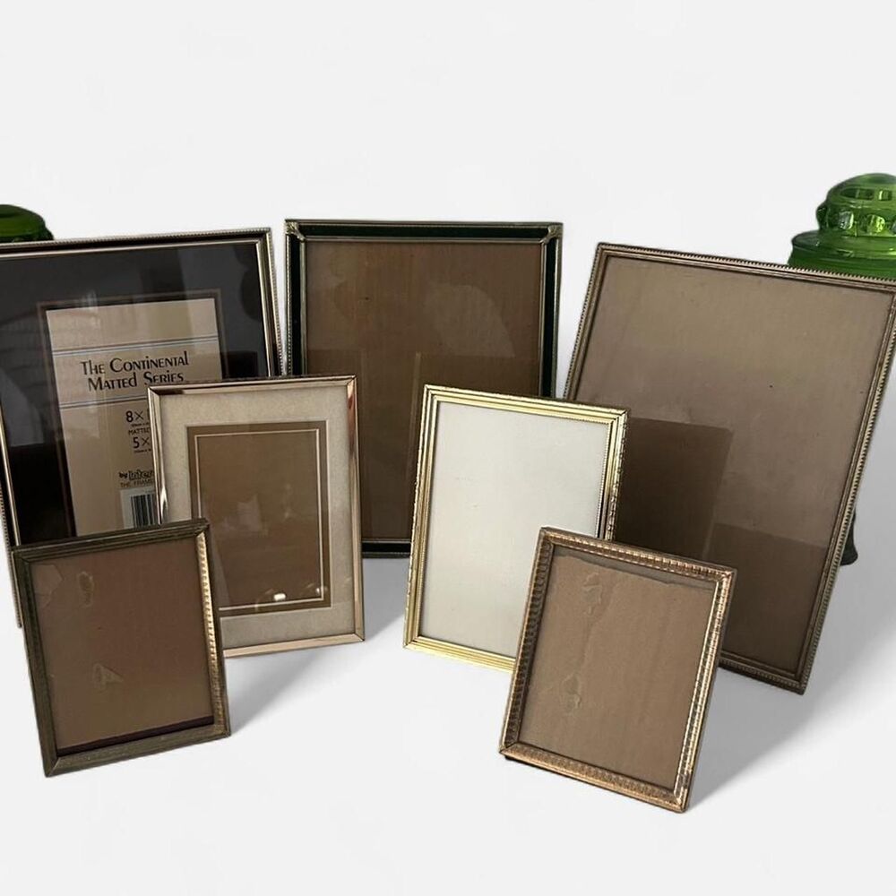 Set of 7 Vintage Brass Ornate Frames